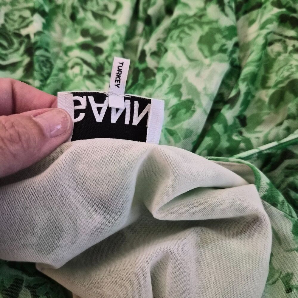 Ganni (EU 38) Island Green floral-print mesh wrap midi dress NWOT - Picture 5 of 9